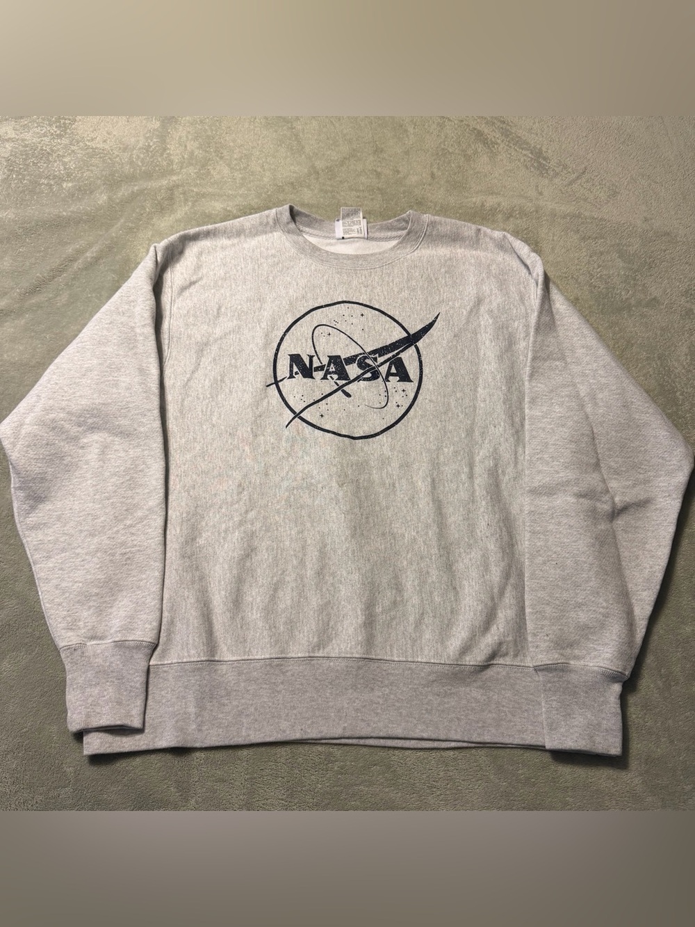 Champion Reverse Weave NASA Sweatshirt Gray Crewneck Mens Large Logo Graphic